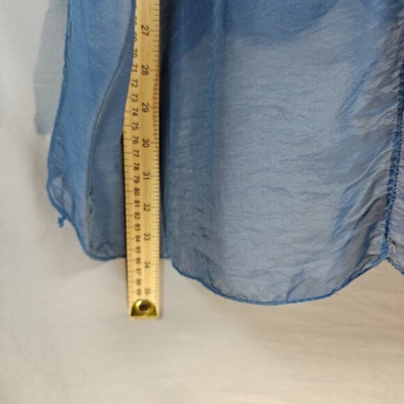 Made In Italy White & Blue Ombre Button Front Silk Viscose Blend Tunic One Size - Picture 4 of 9